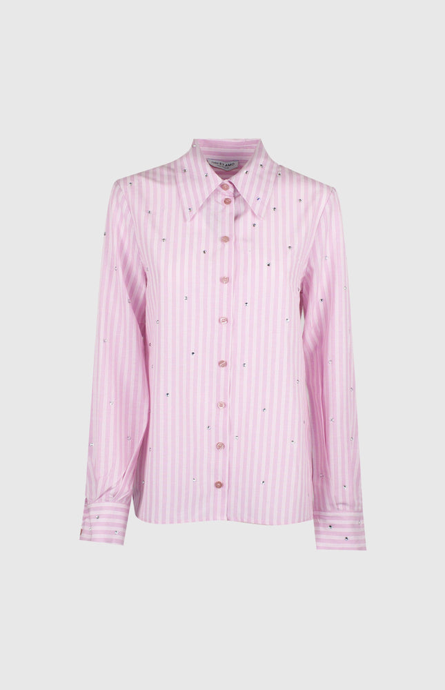 CAMICIA NORMAL FIT GESSATA CON CRISTALLI SPARSI