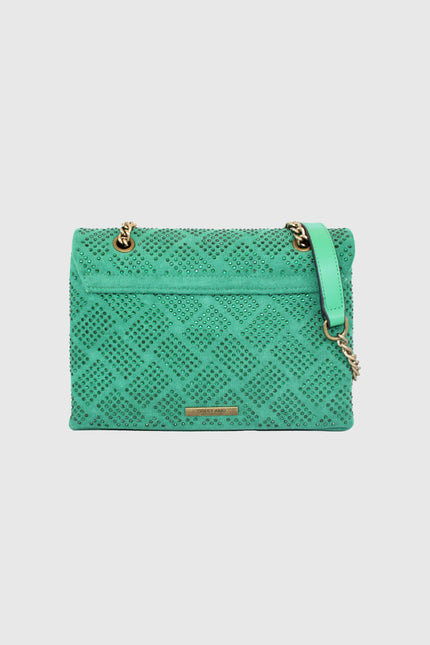 GREEN RHINESTONE BAG