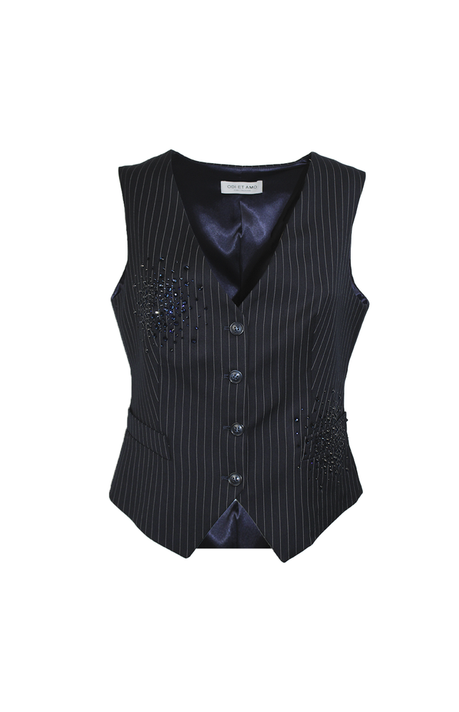 GILET SARTORIALE CON APPLICAZIONI STRASS