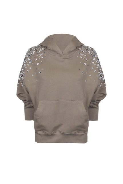 HOODIE WITH RHINESTONE APPLICATIONS ON THE SHOULDERS