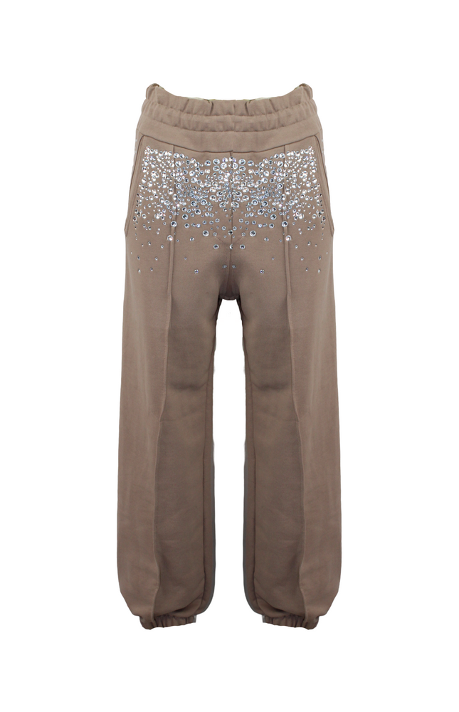 PANTALONI IN FELPA CON APPLICAZIONI STRASS