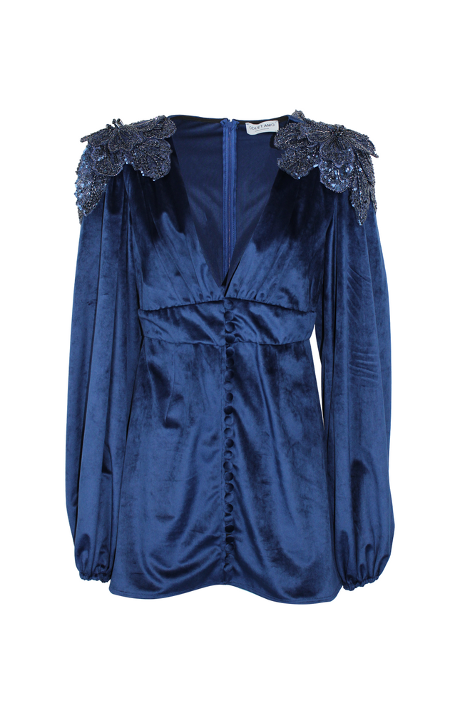 MINIABITO TUBINO IN VELLUTO CON APPLICAZIONI PREZIOSE