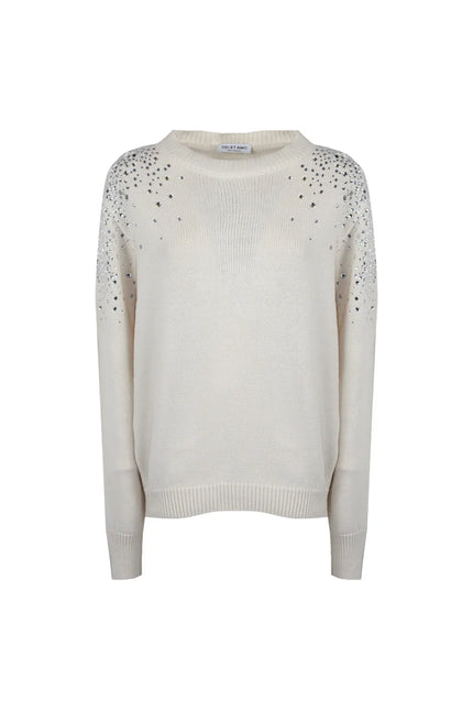 RELAXED LONG-SLEEVED PULL-OVER WITH CRYSTALS