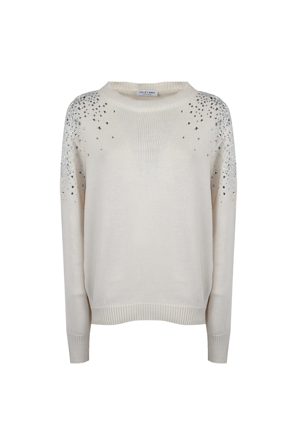PULL‐OVER RELAXED MANICA LUNGA CON CRISTALLI