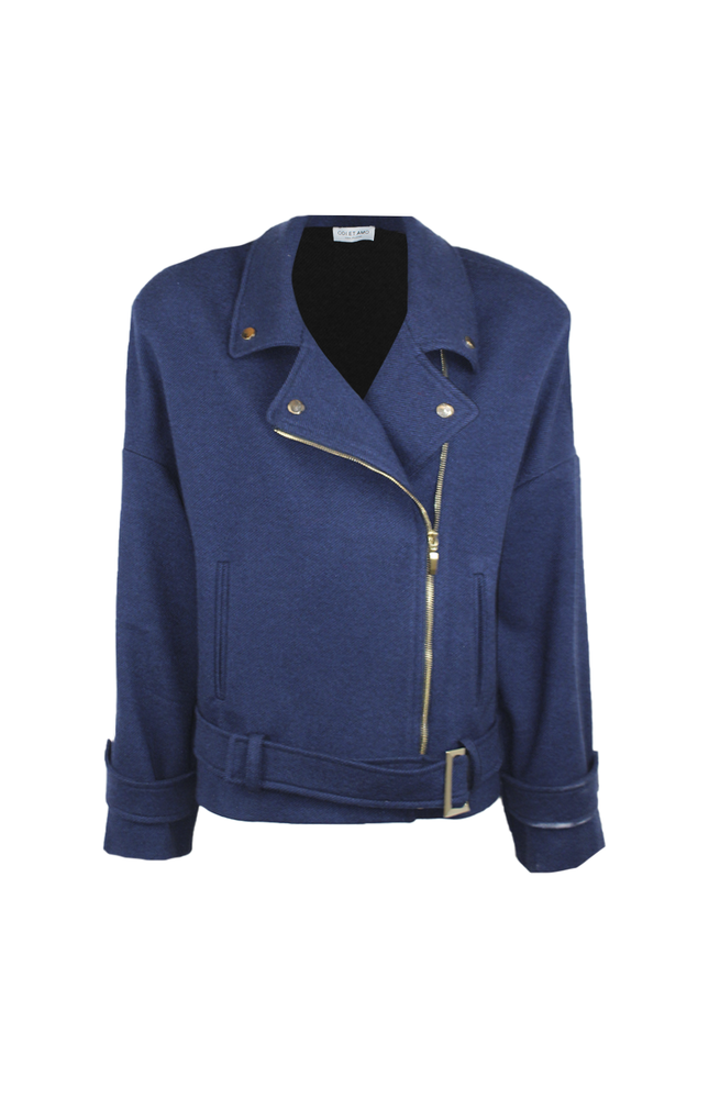 GIACCA BIKER IN PANNO OVERSIZE