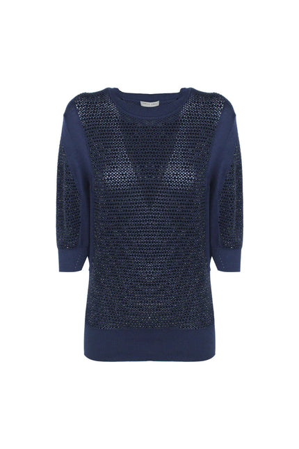 COTTON PULL-OVER FULL RHINESTONE WITH CRYSTALS AND 3/4 SLEEVES