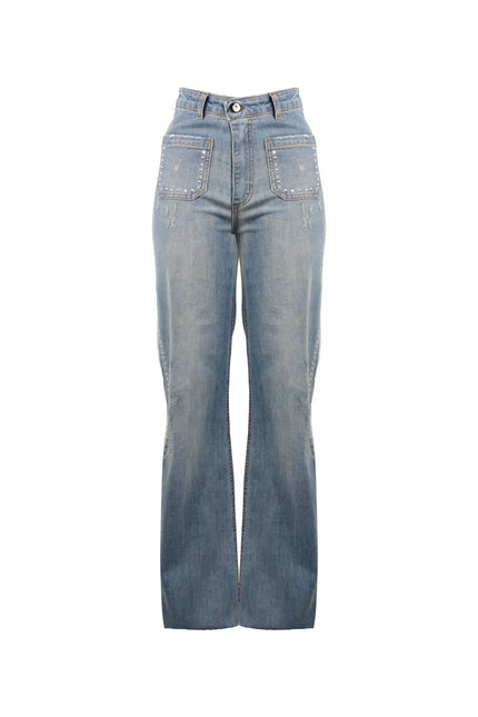 JEANS GAMBRA DRITTA CON CRIATALLI E TASCHE