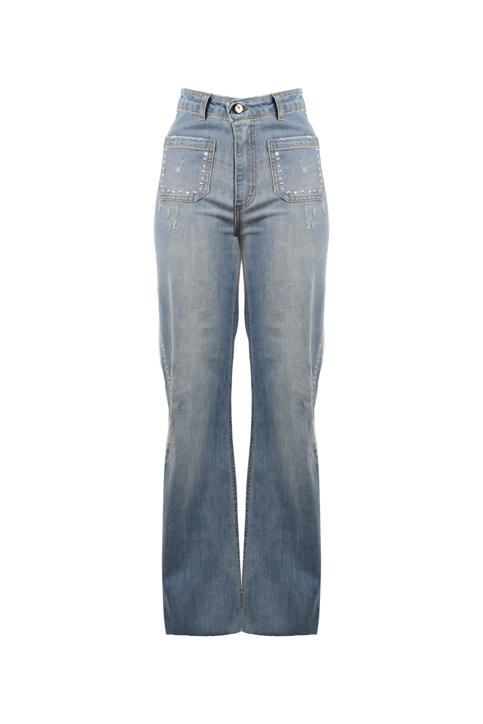 JEANS GAMBRA DRITTA CON CRIATALLI E TASCHE