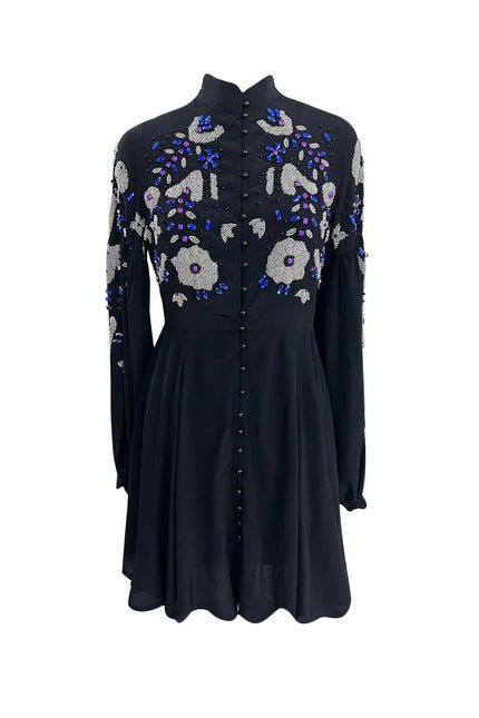 HAND-EMBROIDERED CAFTAN DRESS WITH FULL SKIRT