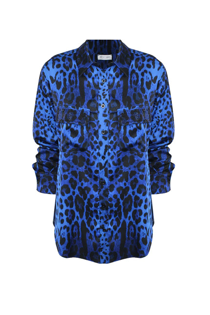 RHINESTONE SHIRT WITH COLLAR AND RHINESTONE POCKETS