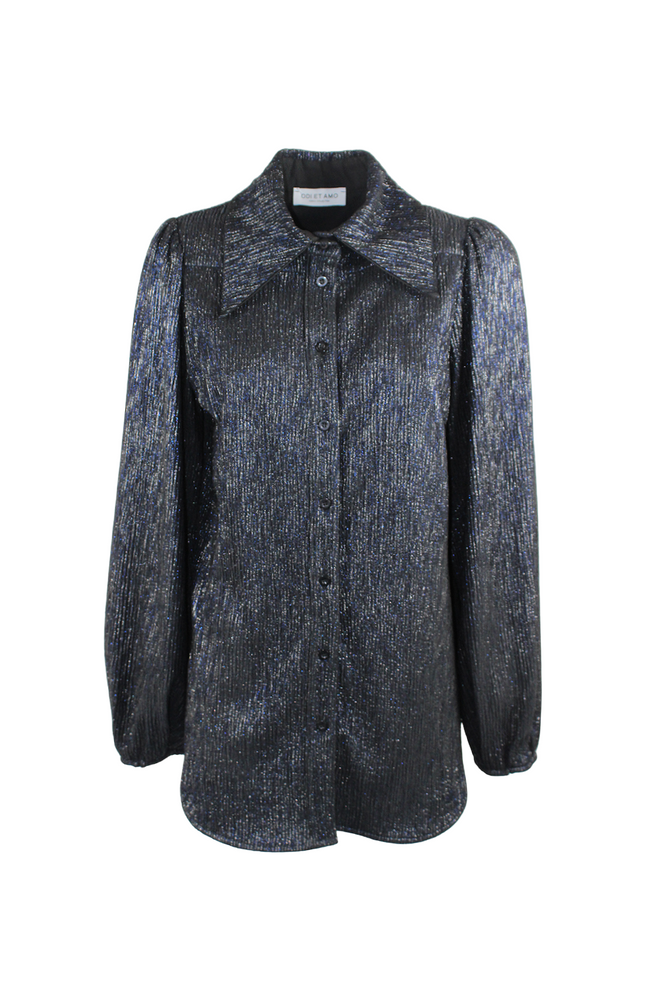 LAME' SHIRT WITH PUFFED SLEEVES AND COLLAR