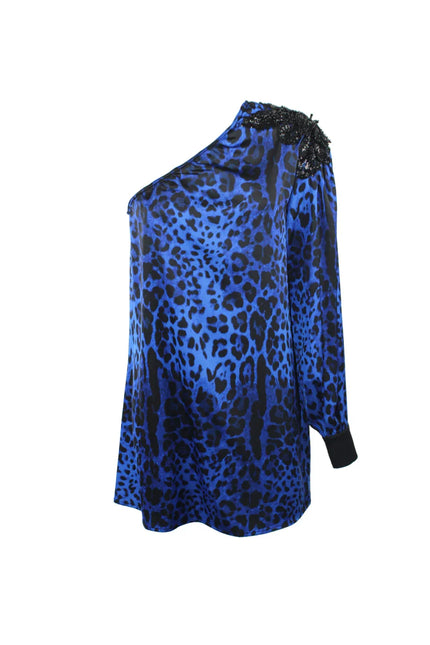 ONE-SHOULDER DRESS WITH FLOWER APPLICATION