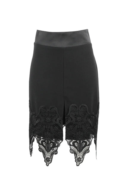 PENCIL SKIRT WITH LACE INSERTS AT THE BOTTOM 