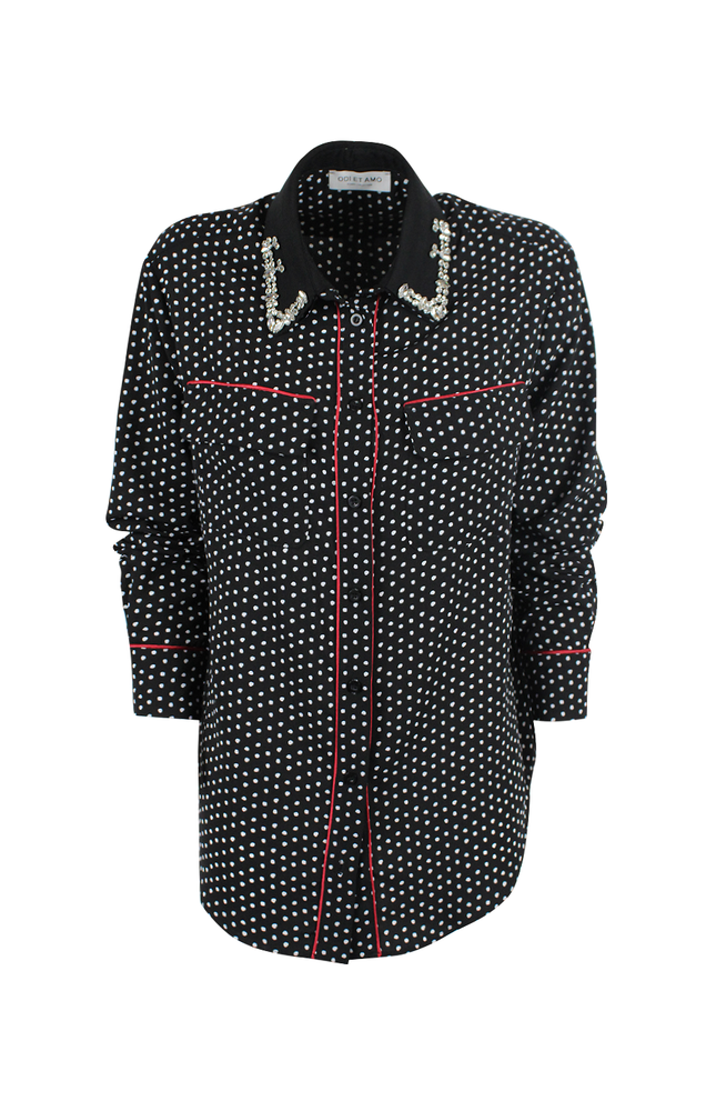 CAMICIA IN VISCOSA NORMAL FIT CON PIPING