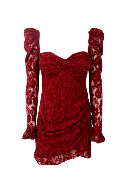 CROSSED VELVET LACE SHEATH DRESS WITH SWEETHEART NECKLINE