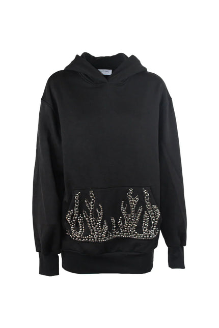 FLAME HOODED SWEATSHIRT DRESS WITH POCKETS