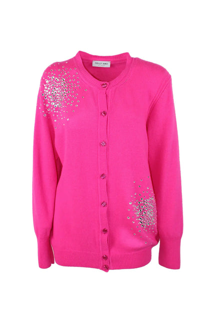CASHMERE BLEND CARDIGAN WITH RHINESTONE APPLICATIONS