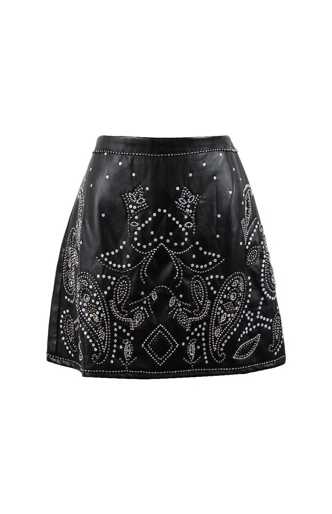 GONNA ECOPELLE RICAMO A MANO