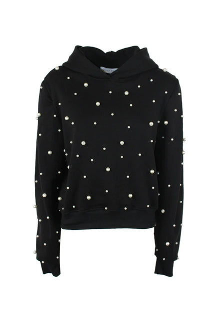 NORMAL FIT HOODIE WITH PEARL DECORATIONS