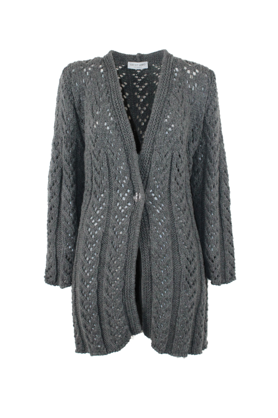 CARDIGAN TRECCIA FIT OVERSIZE IN LANA CON UN BOTTONE E TASCHE