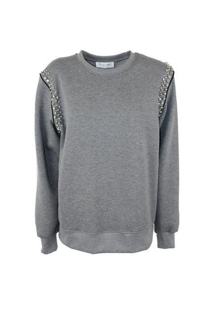 SWEATSHIRT WITH RHINESTONE PIPING