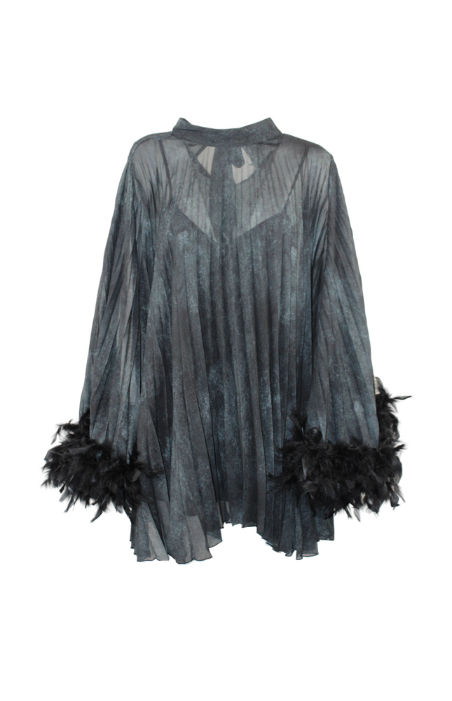MINIABITO PLISSE' CON PIUME SEMITRASPARENTE CON SOTTOVESTE