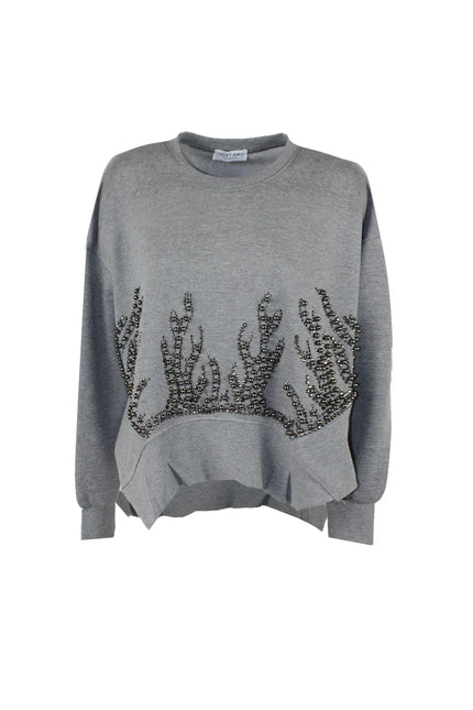 OVERSIZED COTTON SWEATSHIRT WITH FLAME CRYSTALS