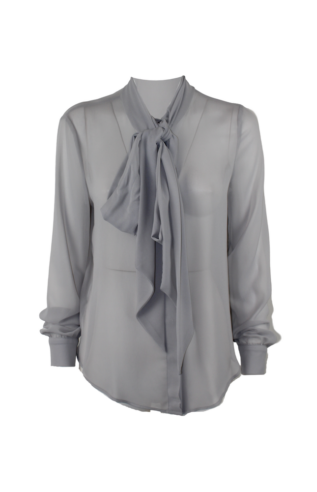 CAMICIA IN CHIFFON CON FIOCCO E TRASPARENZE