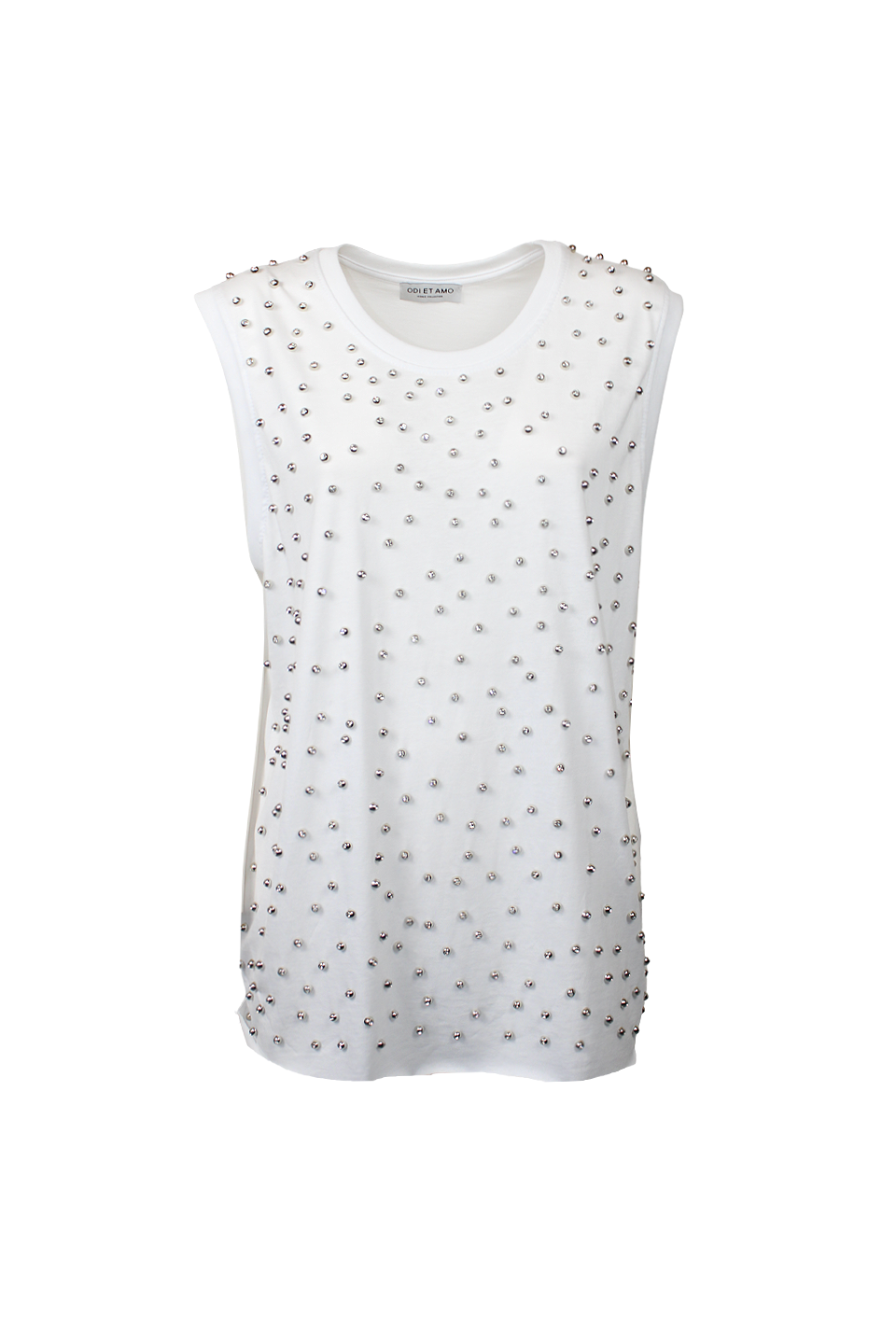 T‐SHIRT SMANICATA STRASS CON PERLA