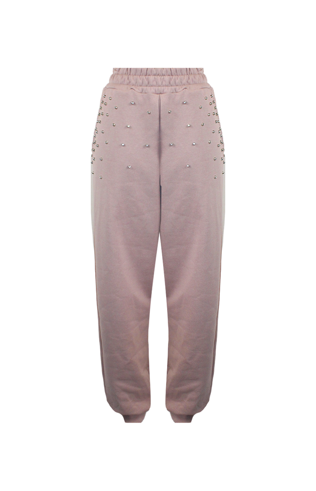 SWEATPANTS WITH RHINESTONE AND PEARL