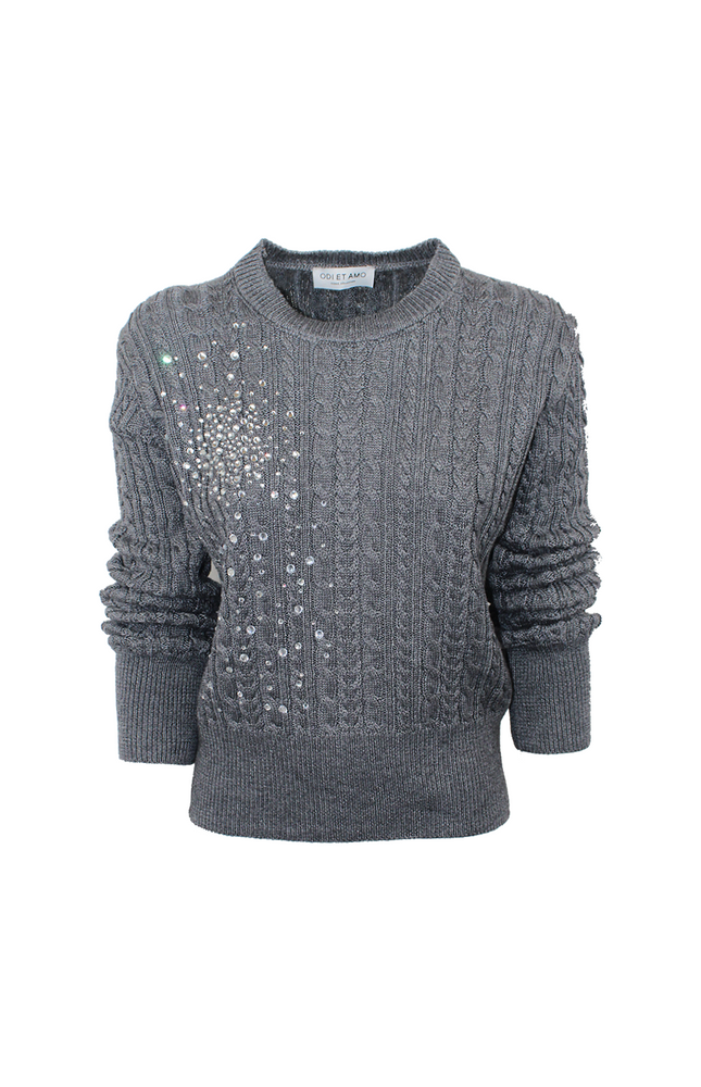 PULLOVER A TRECCIA CON CRISTALLI BIG BANG