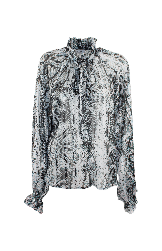 SEMI-TRANSPARENT BLOUSE WITH BOW