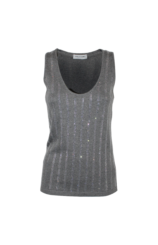 STRIPES RHINESTONE TANK TOP