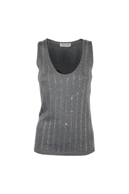 STRIPES RHINESTONE TANK TOP