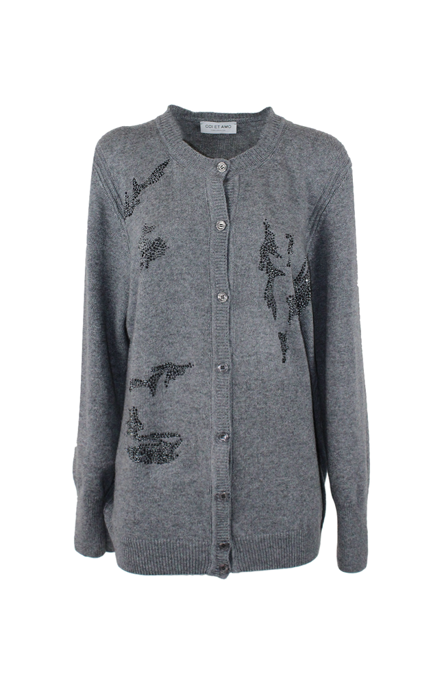 CARDIGAN MISTO CASHMERE E STRASS