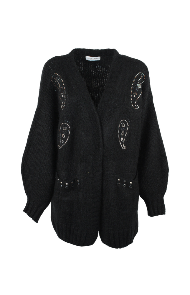 CARDIGAN LUNGO IN MISTO MOHAIR CON MOTIVO PAISLEY