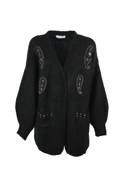 LONG MOHAIR BLEND CARDIGAN WITH PAISLEY PATTERN