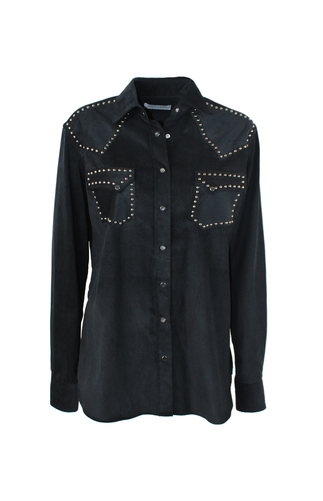 CAMICIA NORMAL FIT IN VELLUTO BORCHIE