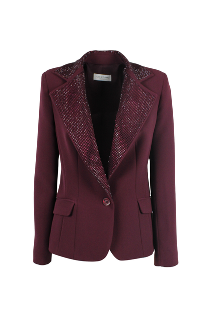 GIACCA SFIANCATA MONOPETTO TESSUTO TECNICO CON REVERS FULL STRASS