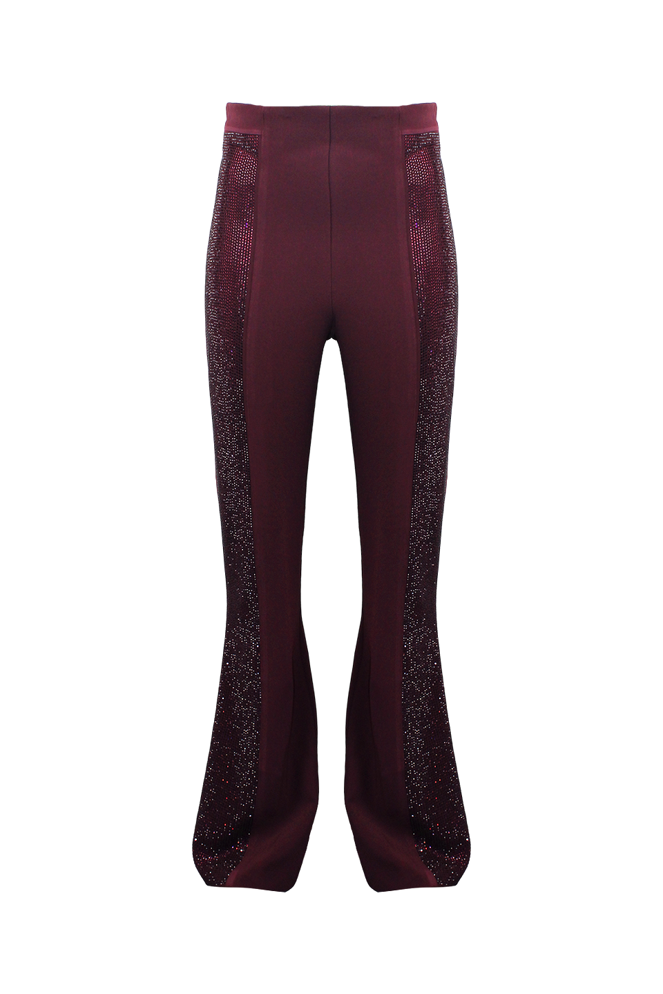 PANTALONE ELEGANTE CON GAMBA FLARE E STRASS LATERALI