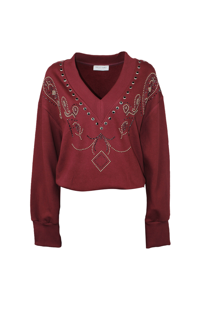 FELPA SCOLLO A V CON MOTIVO PAISLEY