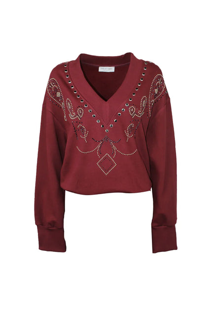 V-NECK SWEATSHIRT WITH PAISLEY PATTERN