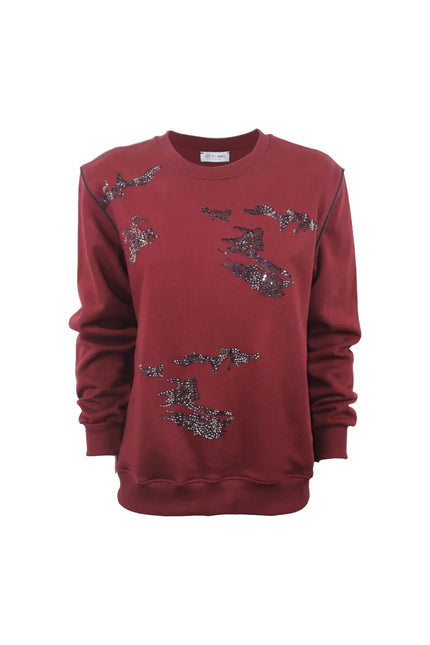 REGULAR FIT BLACK RHINESTONE SWEATSHIRT WITH CAMOUFLAGE PATTERN