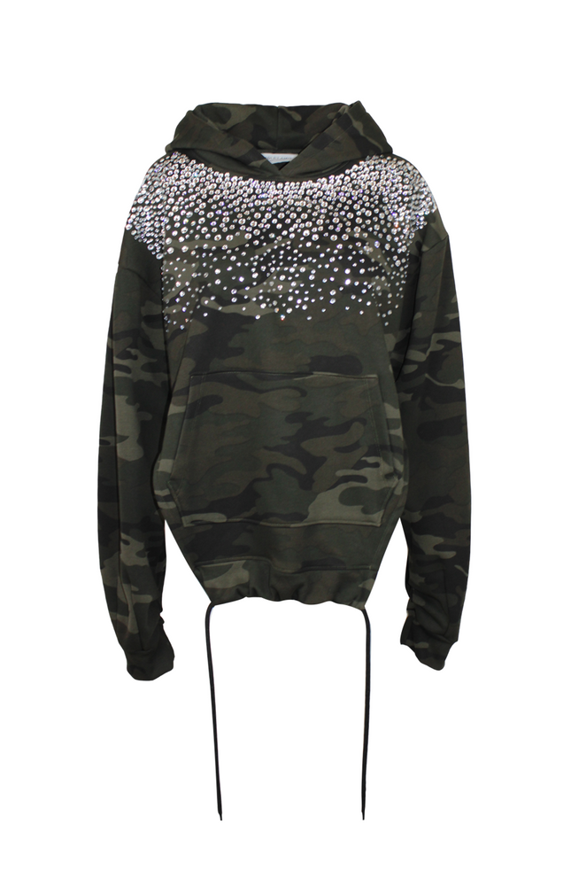 FELPA OVERSIZE STRASS CUT OUT CON LACCI E STRASS