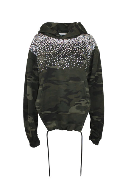 OVERSIZED CUT-OUT SWEATSHIRT WITH LACES AND RHINESTONE