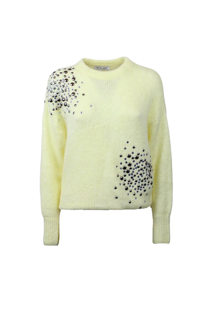 MOHAIR AND WOOL SWEATER WITH RHINESTONE AND BIG BANG STUDS