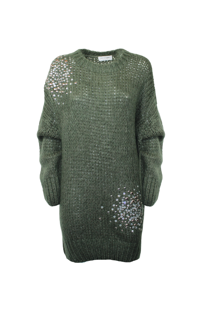 MAXI PULL IN MOHAIR CON APPLICAZIONE BIG BANG STRASS BORCHIE