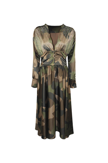 LONG DRESS WITH RHINESTONE WHEEL IN COLOR