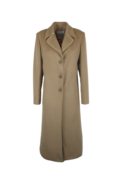 LONG SINGLE-BREASTED COAT WITH RHINESTONE