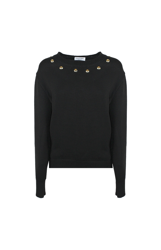 STUDDED NECKLINE PULLOVER